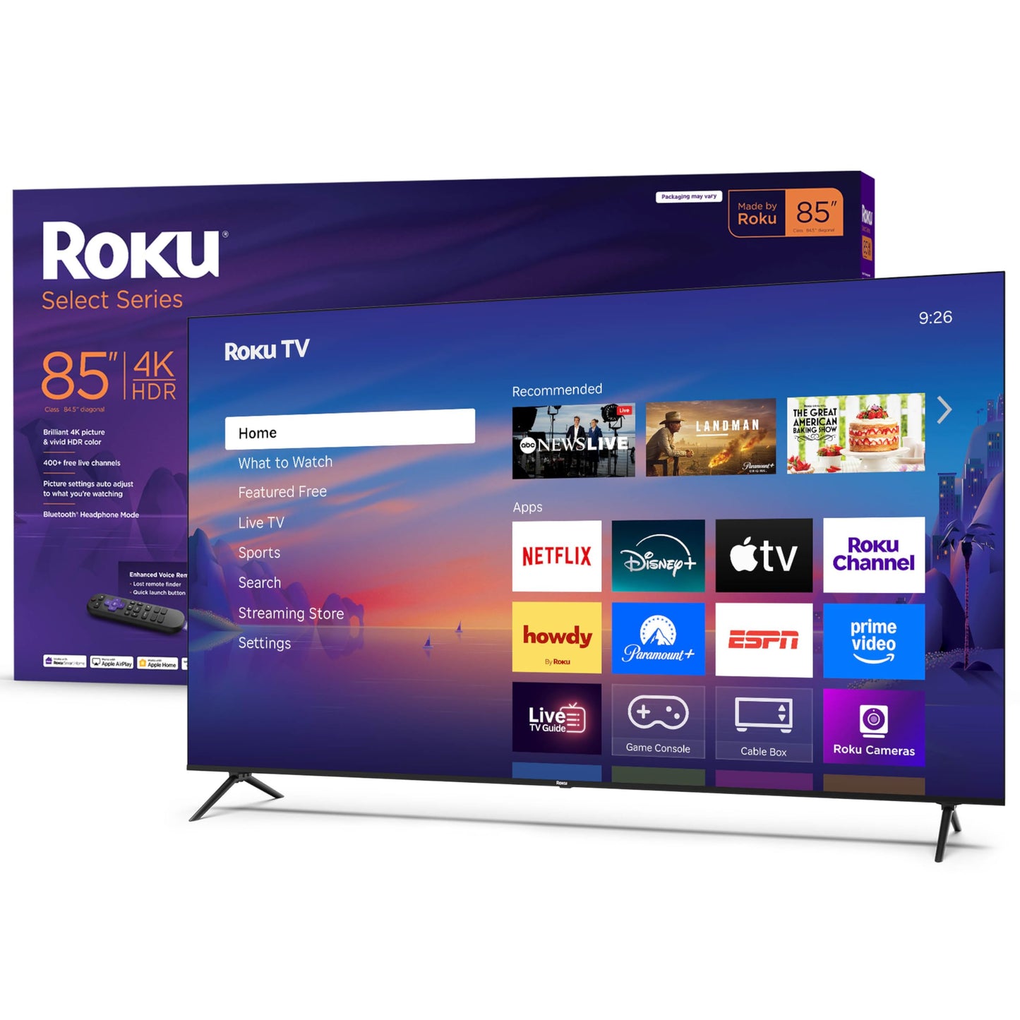 Roku Smart TV 2026 – 55-Inch Select Series, 4K QLED TV – Roku TV with Voice Remote – Flat Screen QLED Television with Wi-Fi for Streaming Live Local News, Sports, & Movies – Bluetooth Headphone Mode