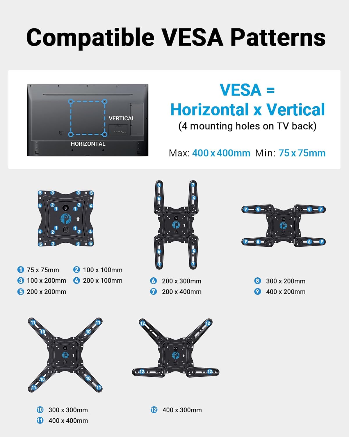 Pipishell Full Motion TV Wall Mount for 26-65 inch Flat or Curved TVs up to 77 lbs, TV Bracket Wall Mount with Articulating Arms, Extension, Tilt, Swivel, Leveling, Max VESA 400x400mm, PIMF7