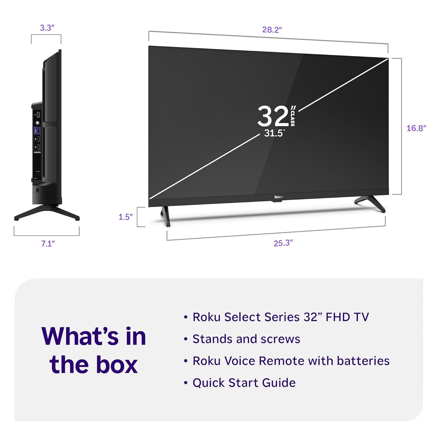 Roku Select Series 32" 1080p Full HD Smart TV — Voice Remote, AirPlay, Alexa