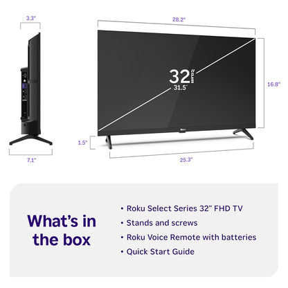 Roku Select Series 32" 1080p Full HD Smart TV — Voice Remote, AirPlay, Alexa