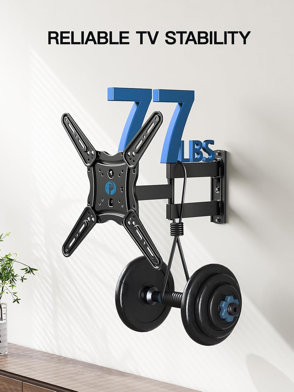 Pipishell Full Motion TV Wall Mount for 26-65 inch Flat or Curved TVs up to 77 lbs, TV Bracket Wall Mount with Articulating Arms, Extension, Tilt, Swivel, Leveling, Max VESA 400x400mm, PIMF7