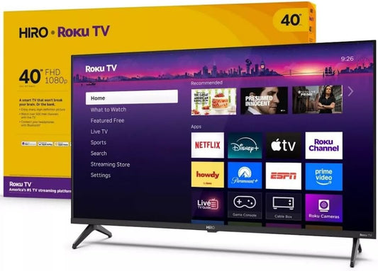 Roku Hiro TV 40" 1080p Full HD Smart TV (Renewed) — Dolby Audio, Wi-Fi, Bluetooth, 3x HDMI