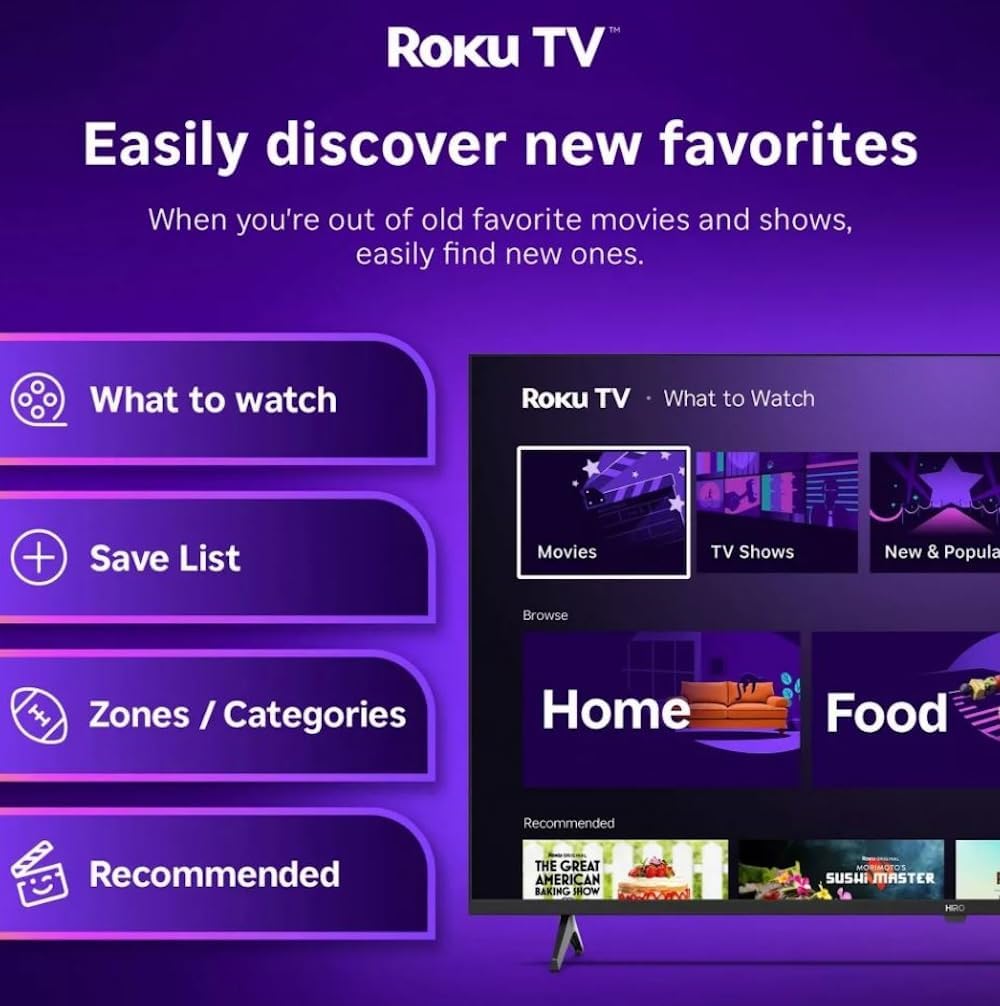 Roku Hiro TV 40" 1080p Full HD Smart TV (Renewed) — Dolby Audio, Wi-Fi, Bluetooth, 3x HDMI