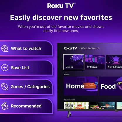 Roku Hiro TV 40" 1080p Full HD Smart TV (Renewed) — Dolby Audio, Wi-Fi, Bluetooth, 3x HDMI