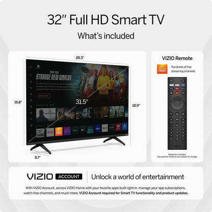 VIZIO 32" V-Series 1080p Smart TV (Renewed) — Alexa, Chromecast, Bluetooth, DTS Virtual:X