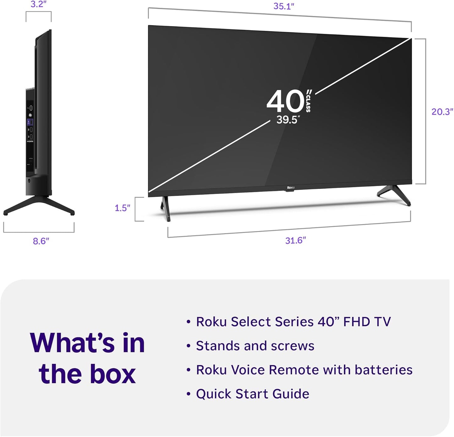 Roku Select Series 40" 1080p Full HD Smart TV — Voice Remote, AirPlay, Alexa