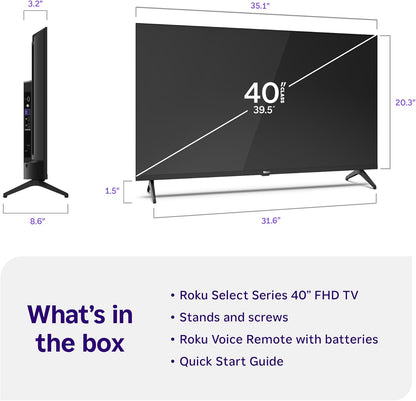 Roku Select Series 40" 1080p Full HD Smart TV — Voice Remote, AirPlay, Alexa