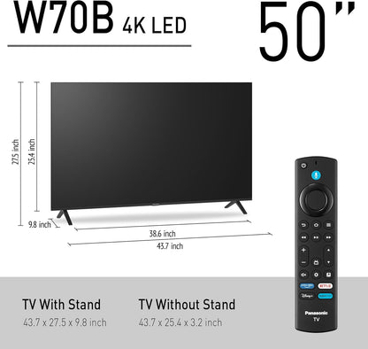Panasonic W70 50" 4K Smart Fire TV 2025 — HDR10+, Alexa, AirPlay, HDMI 2.1
