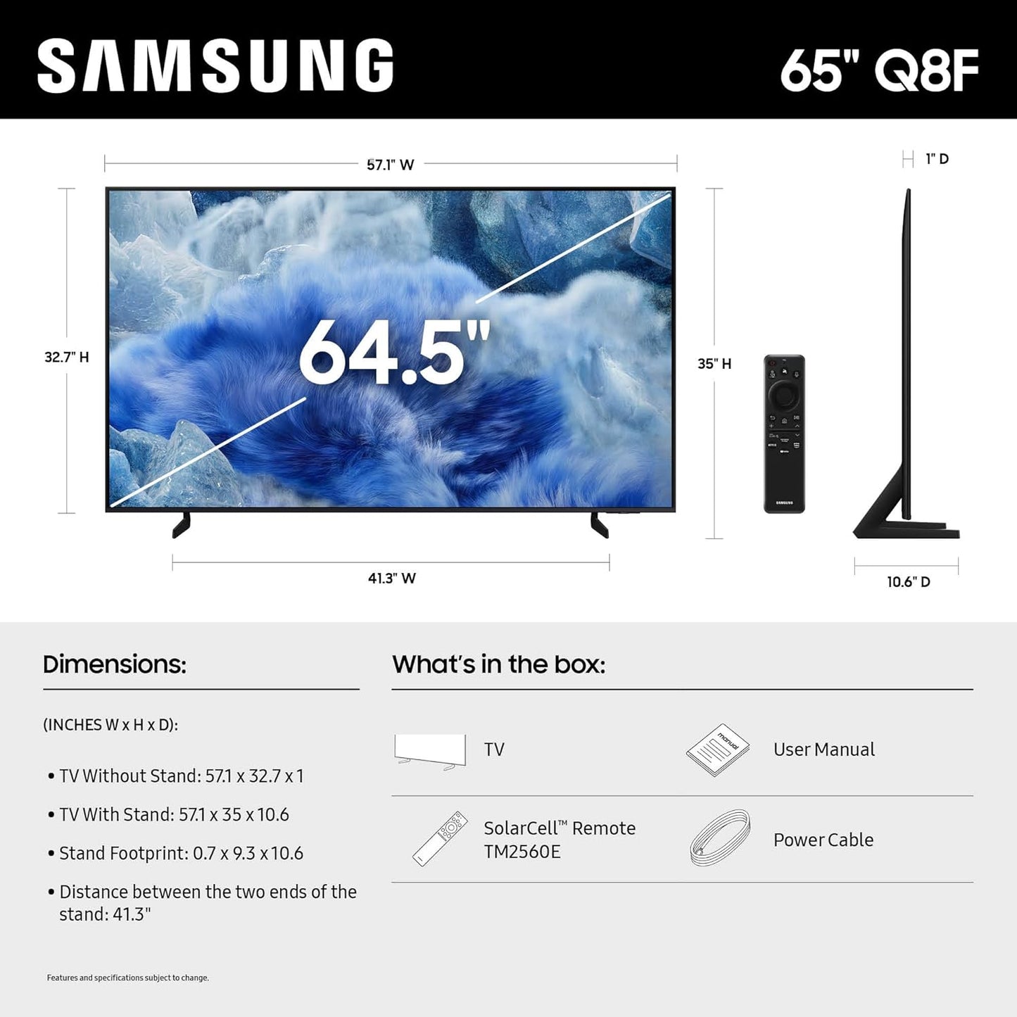 Samsung QLED Q8F 65" 4K Smart TV 2025 — Q4 AI Processor, Quantum Dot, 144Hz, Alexa