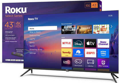 Roku Select Series 43" 4K HDR Smart TV — Voice Remote, AirPlay, Alexa, Google