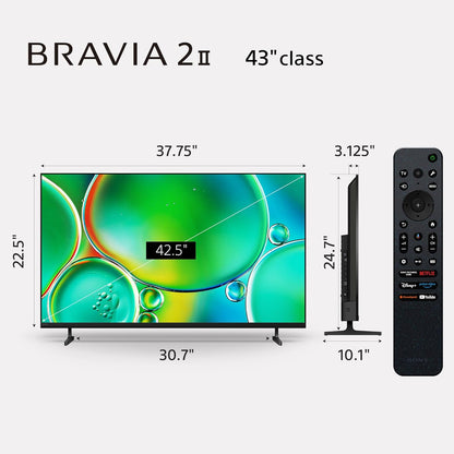 Sony BRAVIA 2 43" 4K Ultra HD LED Smart Google TV — 4K Processor X1, PS5 Features, AirPlay 2
