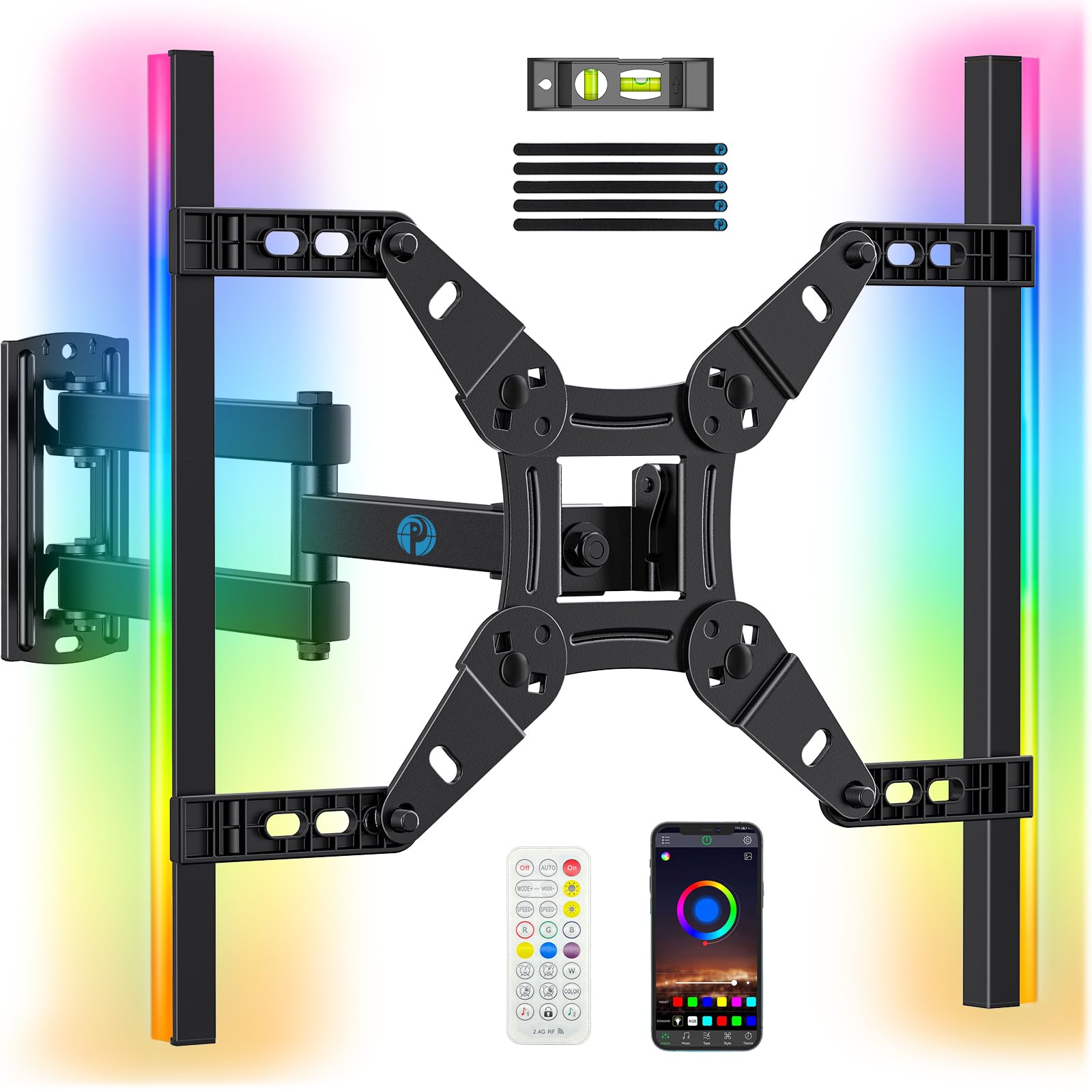 Pipishell Full Motion TV Wall Mount for 26-65 inch Flat or Curved TVs up to 77 lbs, TV Bracket Wall Mount with Articulating Arms, Extension, Tilt, Swivel, Leveling, Max VESA 400x400mm, PIMF7