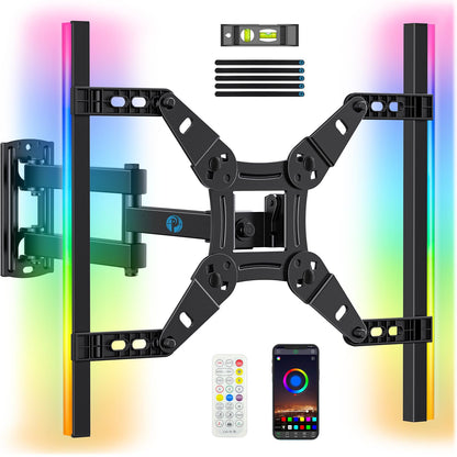 Pipishell Full Motion TV Wall Mount for 26-65 inch Flat or Curved TVs up to 77 lbs, TV Bracket Wall Mount with Articulating Arms, Extension, Tilt, Swivel, Leveling, Max VESA 400x400mm, PIMF7