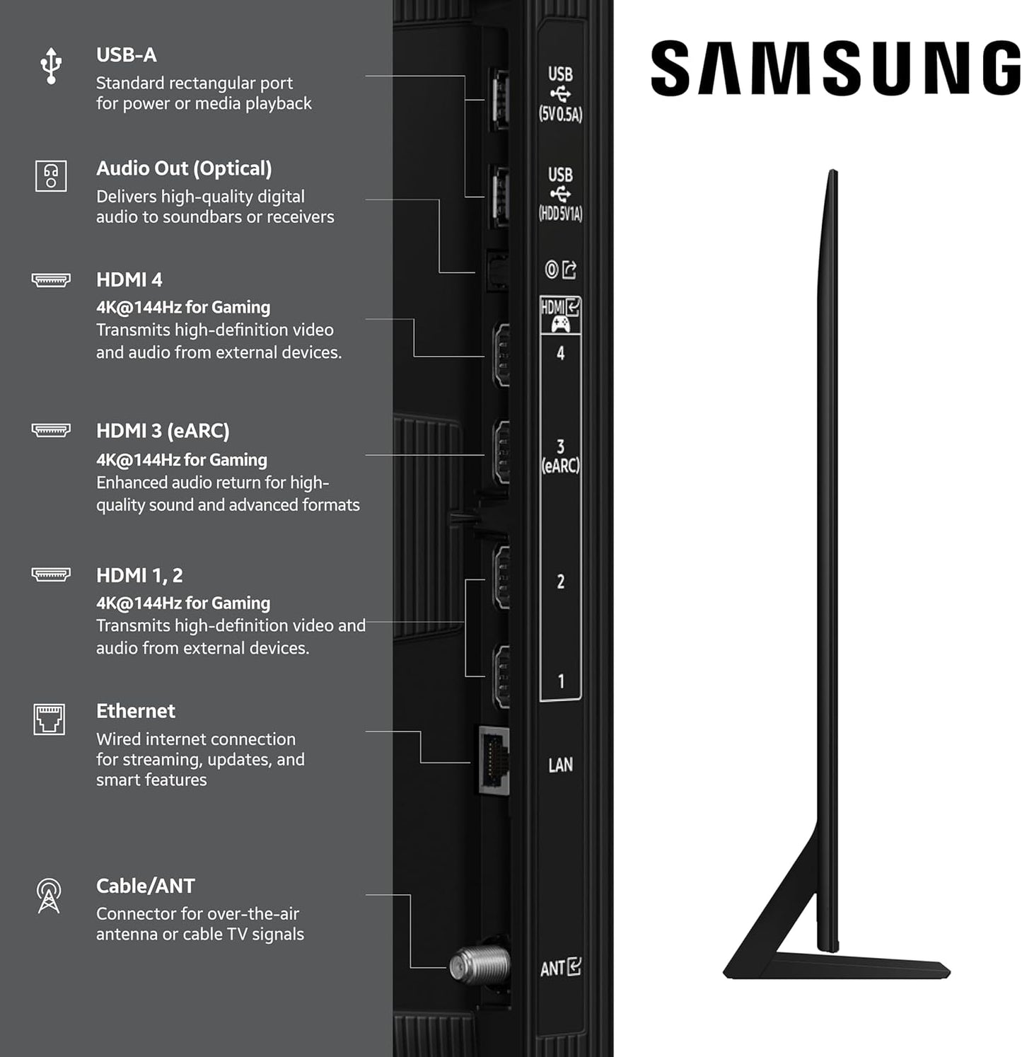 Samsung Neo QLED QN70F 55" 4K Smart TV 2025 — NQ4 AI Gen2, Pantone Color, 144Hz, Alexa