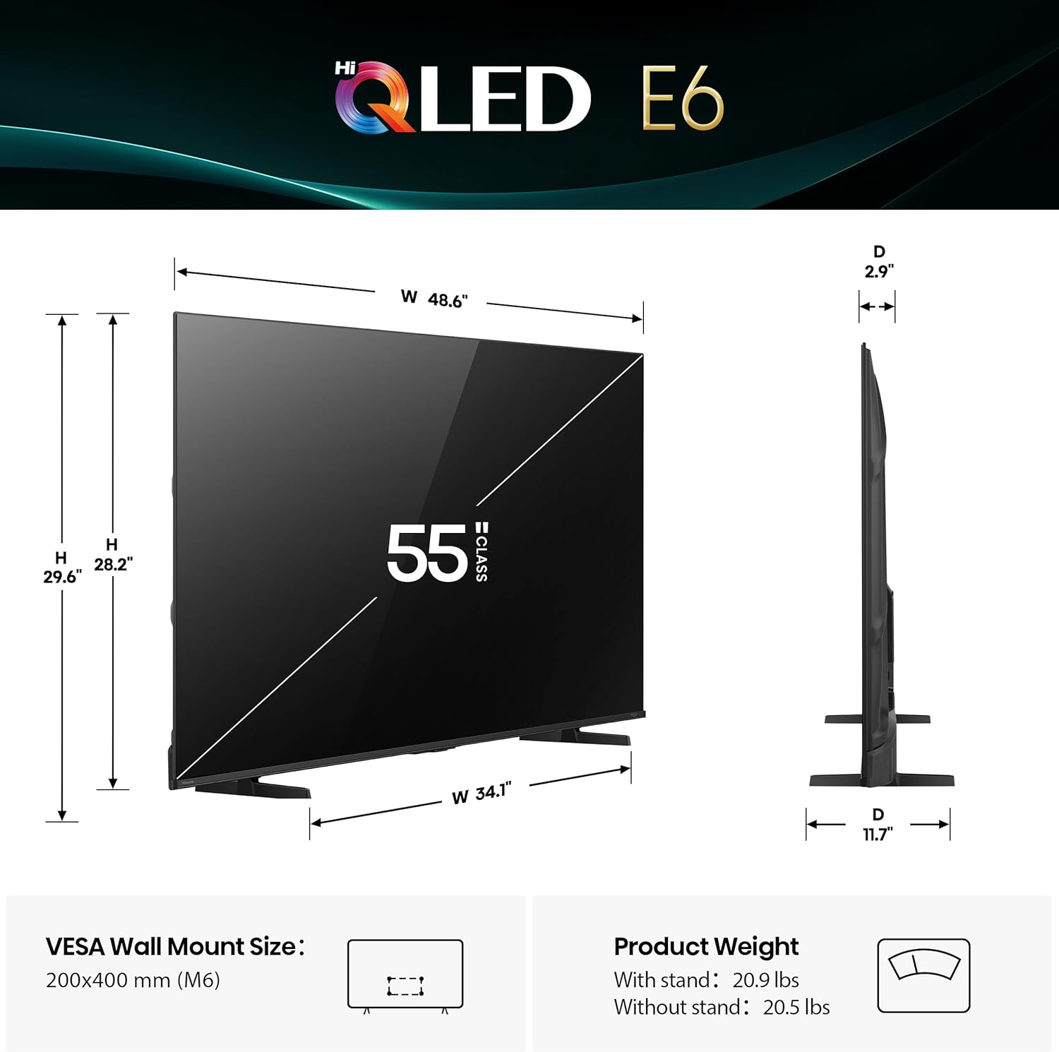 Hisense 55" E6 Cinema Series Hi-QLED 4K UHD Smart Fire TV (55E6QF, 2025 Model) - AI Light Sensor, Dolby Vision · Atmos, Voice Remote with Alexa, Motion Rate 120, HDR 10+ Adaptive, Game Mode Plus