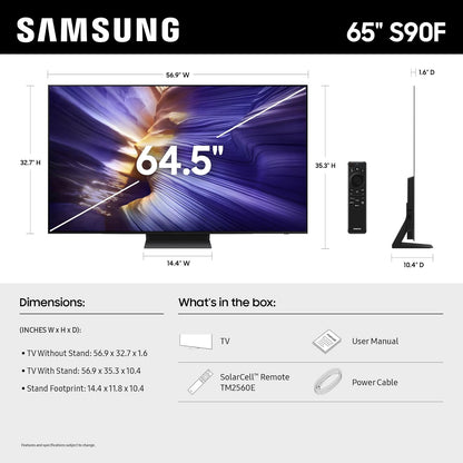 Samsung OLED S90F 65" 4K Smart TV 2025 — NQ4 AI Gen3, Pantone Validated, 144Hz, Alexa