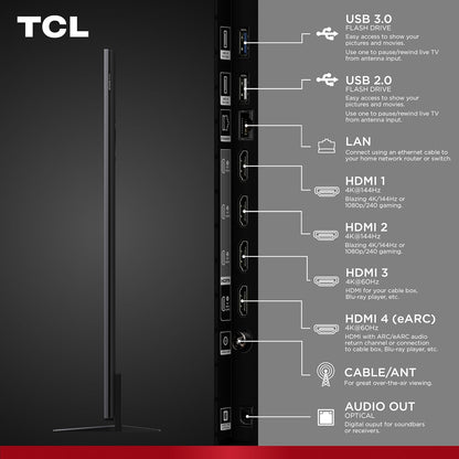 TCL QM8K 65" Mini LED QLED 4K Google TV 2025 — Halo Control, 288 VRR, Dolby Atmos, Alexa