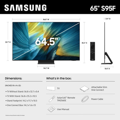 Samsung OLED S95F 65" 4K Glare-Free Smart TV 2025 — NQ4 AI Gen3, HDR Pro, 165Hz, Alexa