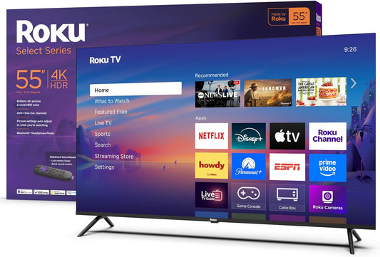 Roku Select Series 55" 4K HDR Smart TV — Enhanced Voice Remote, Wi-Fi