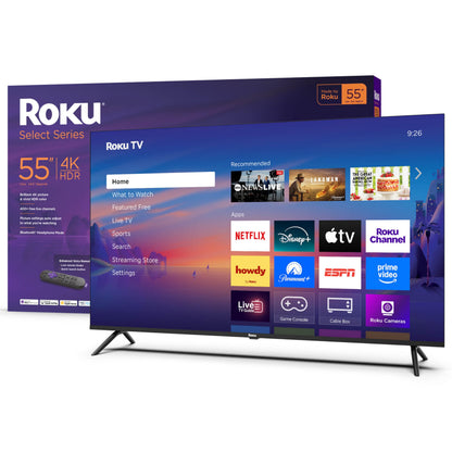 Roku Smart TV 2026 – 55-Inch Select Series, 4K QLED TV – Roku TV with Voice Remote – Flat Screen QLED Television with Wi-Fi for Streaming Live Local News, Sports, & Movies – Bluetooth Headphone Mode
