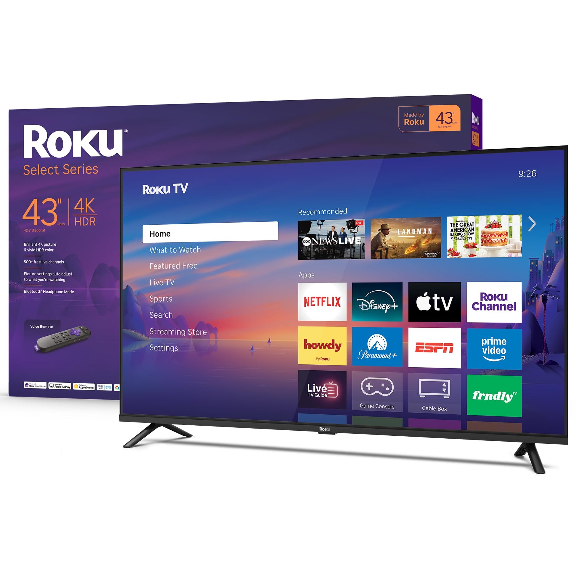 Roku Smart TV 2026 – 55-Inch Select Series, 4K QLED TV – Roku TV with Voice Remote – Flat Screen QLED Television with Wi-Fi for Streaming Live Local News, Sports, & Movies – Bluetooth Headphone Mode