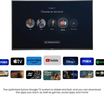 SYLVOX Outdoor Smart TV Patio Series 43" 4K — Google TV, 700 Nits, IP55, Dual Speakers