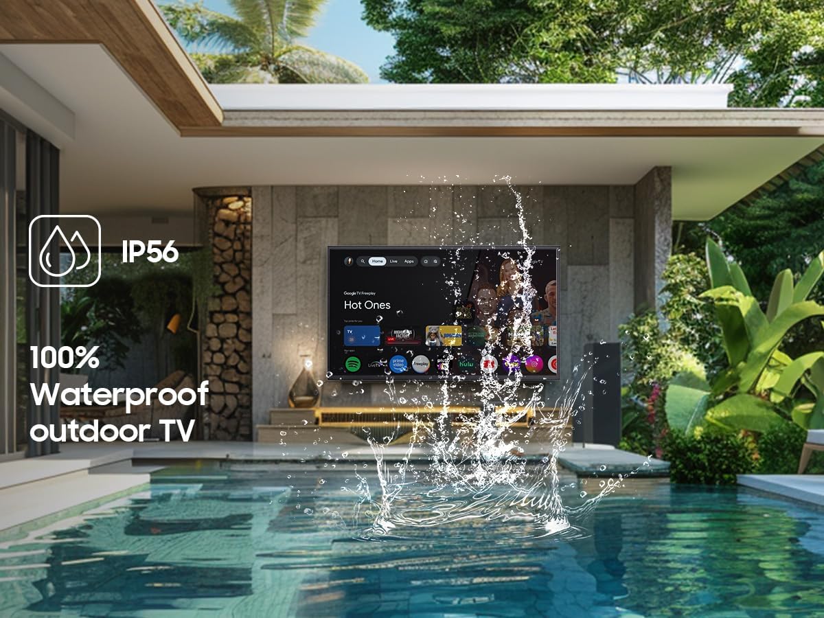 SYLVOX Outdoor TV 4K Weatherproof Smart TV — 1000 Nits, HDR10, IP55, Voice Remote