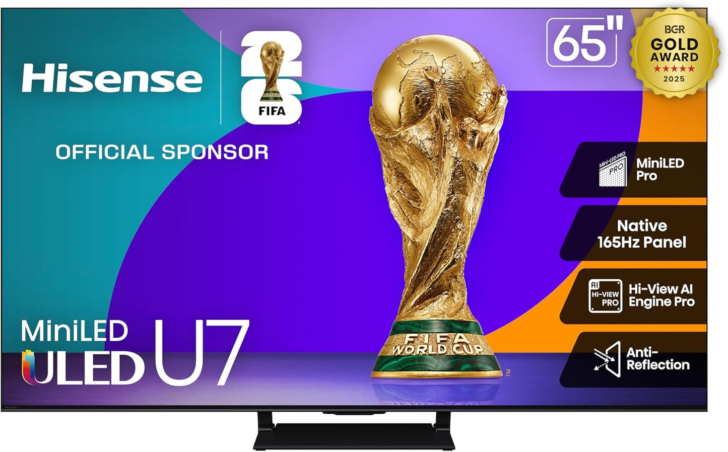 Hisense U7 65" Mini-LED ULED 4K Google Smart TV 2025 — 3000 Nits, 165Hz, QLED, Dolby Atmos