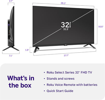 Roku 32" Select Series 1080p Full HD Smart TV — Voice Remote, Wi-Fi, Bluetooth Headphone Mode
