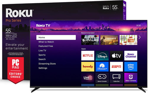 Roku Pro Series 55" Mini-LED 4K QLED Smart TV — Dolby Vision IQ, 120Hz, FreeSync Premium Pro