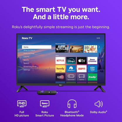 Roku 32" Select Series 1080p Full HD Smart TV — Voice Remote, Wi-Fi, Bluetooth Headphone Mode