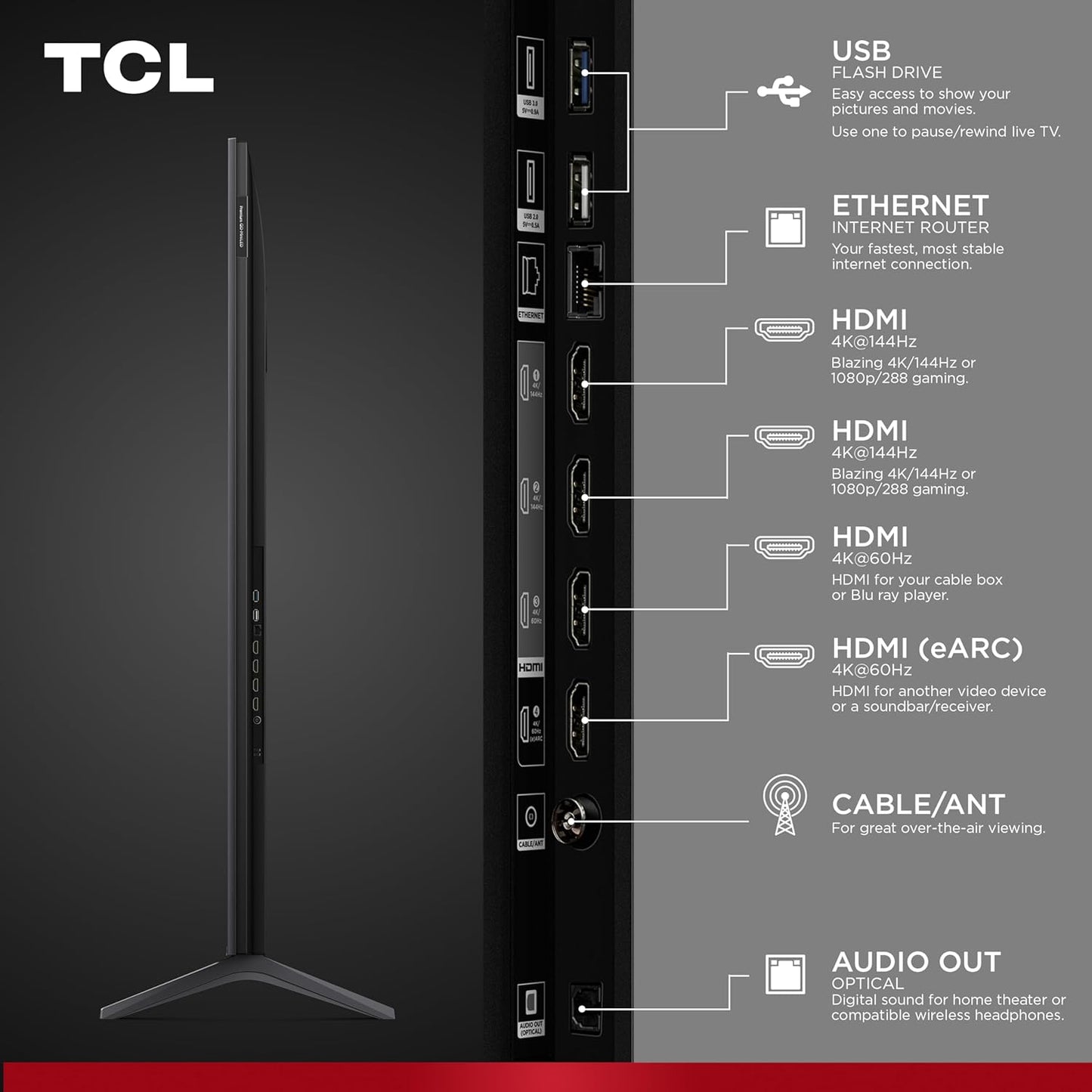 TCL QM6K 75" Mini LED QLED 4K Google TV 2025 — Halo Control, 144Hz, Dolby Atmos, Alexa