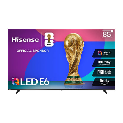 Hisense 55" E6 Cinema Series Hi-QLED 4K UHD Smart Fire TV (55E6QF, 2025 Model) - AI Light Sensor, Dolby Vision · Atmos, Voice Remote with Alexa, Motion Rate 120, HDR 10+ Adaptive, Game Mode Plus