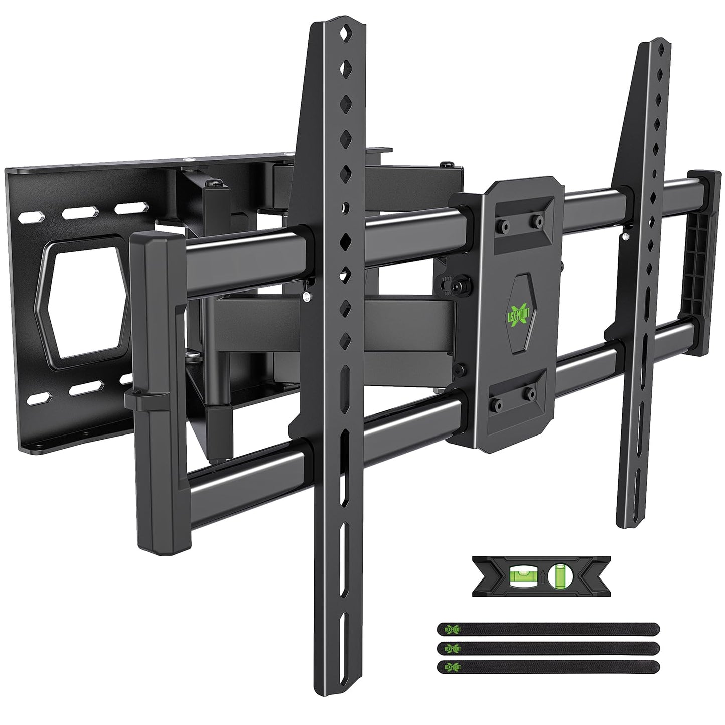 USX MOUNT UL Listed Full Motion TV Mount, Swivel Articulating Tilt TV Wall Mount for 26-65 Inch LED, 4K, Wall Mount Bracket with VESA 400x400mm Up to 77lbs, Perfect Center Design -XMM006-1
