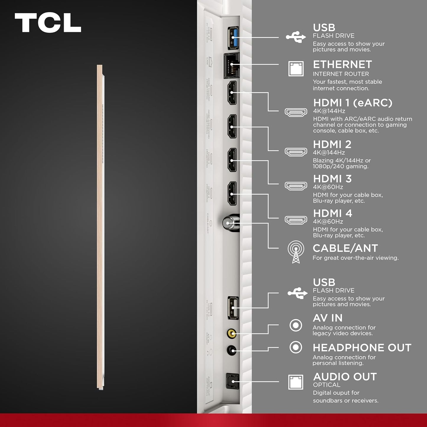 TCL NXTVISION 65" QLED 4K Smart Google TV 2024 — Art Frame, Dolby Vision IQ, 120Hz, Alexa