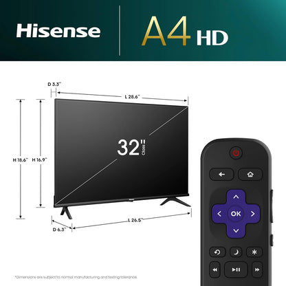 Hisense A4 32" HD Smart Roku TV — Dolby Audio, Full Array LED, Google Assistant, Alexa