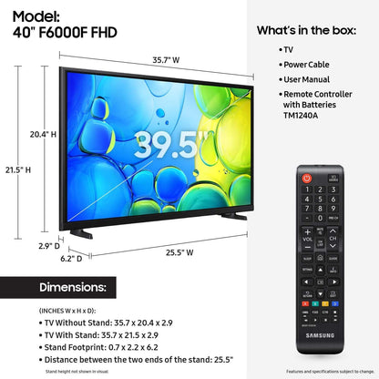 Samsung 40" Class F6000 Full HD Smart TV — HDR, Alexa Built-in, Tizen OS