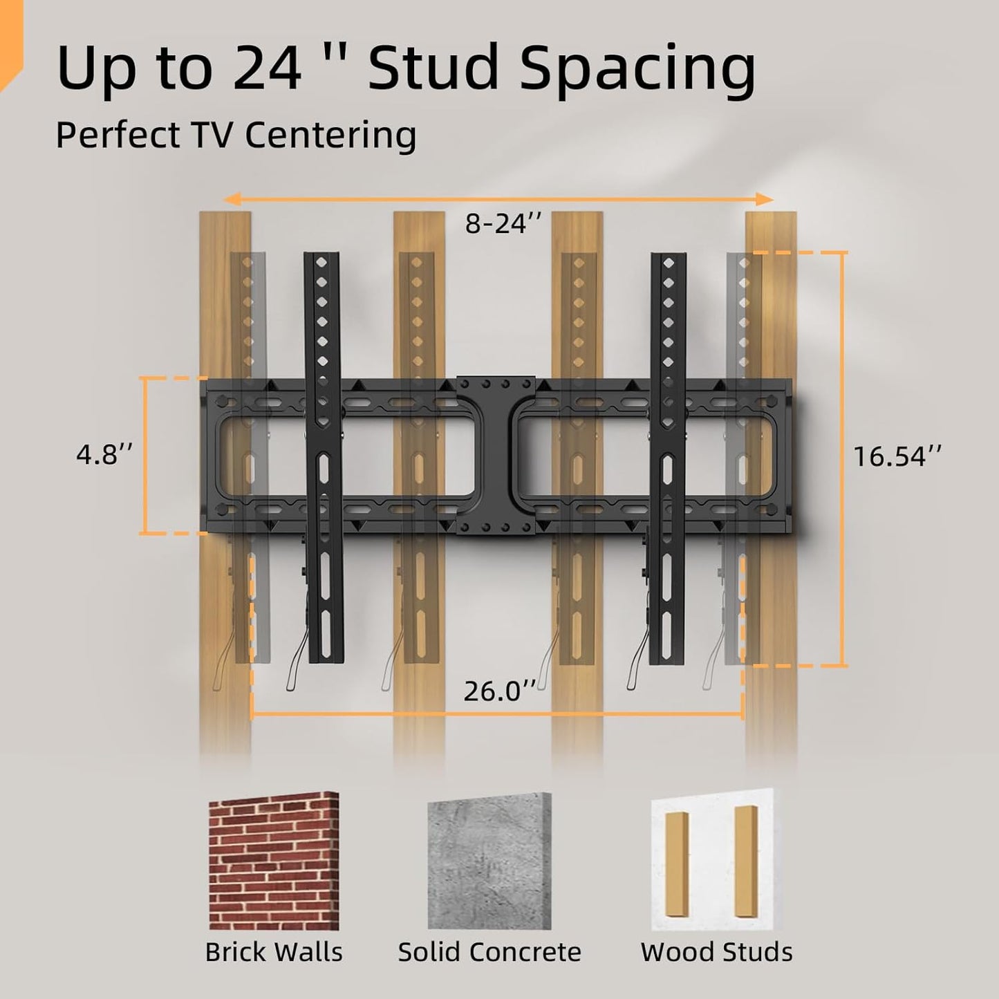 IWORKBOARD 55 65 75 85 inch Tilting TV Wall Mount for 32-90 '' TVs, Low Profile TV Mount Bracket, Safe Lock & Quick Release, Max VESA 600x400mm, 24 inch Studs,132 lbs, Fit Most 55+ 75+ 85+ 86 TVs