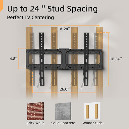 IWORKBOARD 55 65 75 85 inch Tilting TV Wall Mount for 32-90 '' TVs, Low Profile TV Mount Bracket, Safe Lock & Quick Release, Max VESA 600x400mm, 24 inch Studs,132 lbs, Fit Most 55+ 75+ 85+ 86 TVs