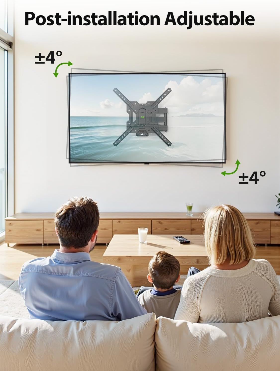 USX MOUNT UL Listed Full Motion TV Mount, Swivel Articulating Tilt TV Wall Mount for 26-65 Inch LED, 4K, Wall Mount Bracket with VESA 400x400mm Up to 77lbs, Perfect Center Design -XMM006-1