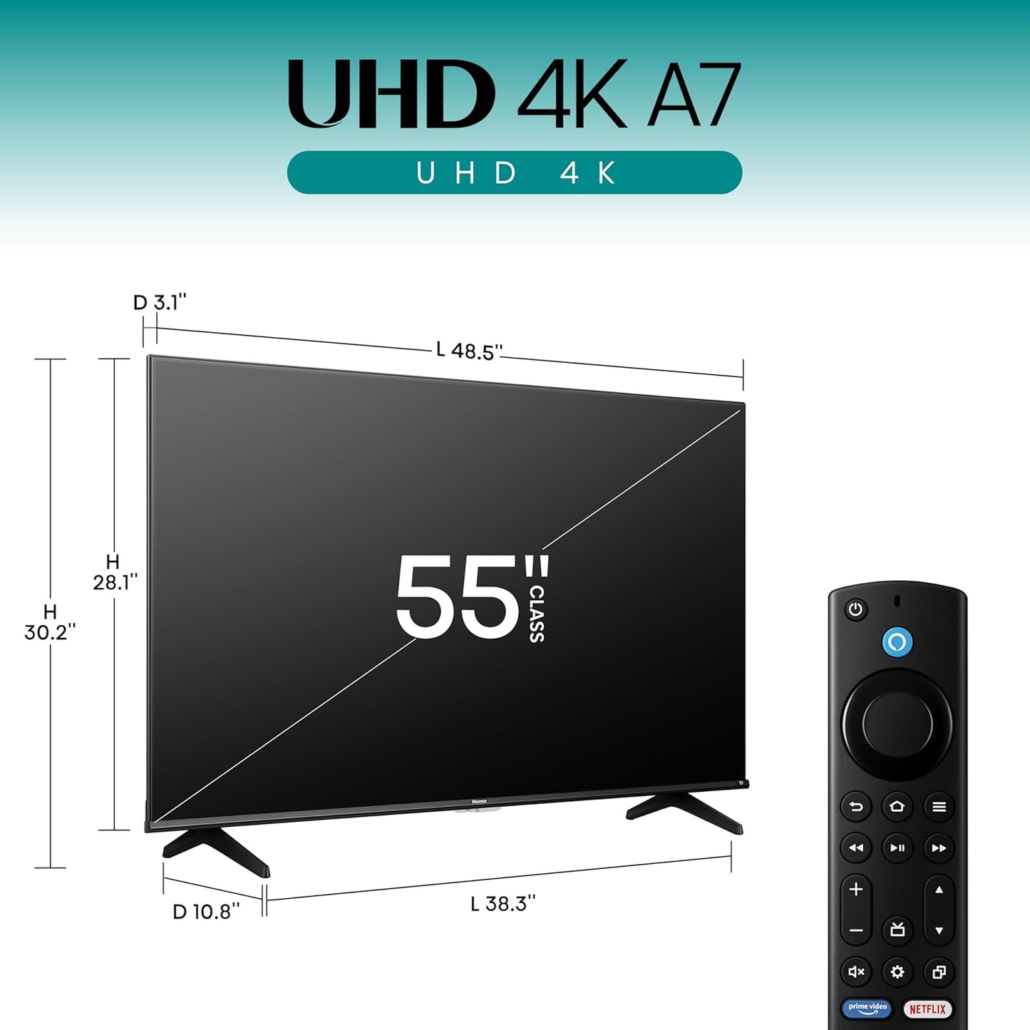 Hisense A7 55" 4K UHD Smart Fire TV 2025 — Dolby Vision, Dolby Atmos, VRR, Alexa