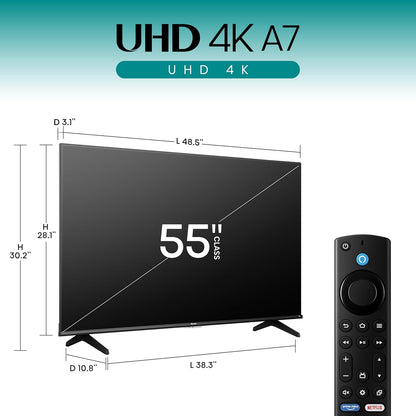 Hisense A7 55" 4K UHD Smart Fire TV 2025 — Dolby Vision, Dolby Atmos, VRR, Alexa