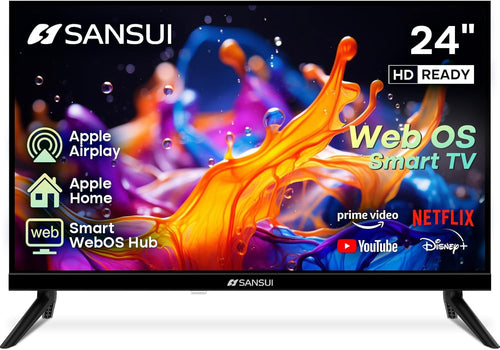 SANSUI 24" Smart WebOS TV — Chromecast, AirPlay, HomeKit, Dolby Atmos, Bluetooth 5.2