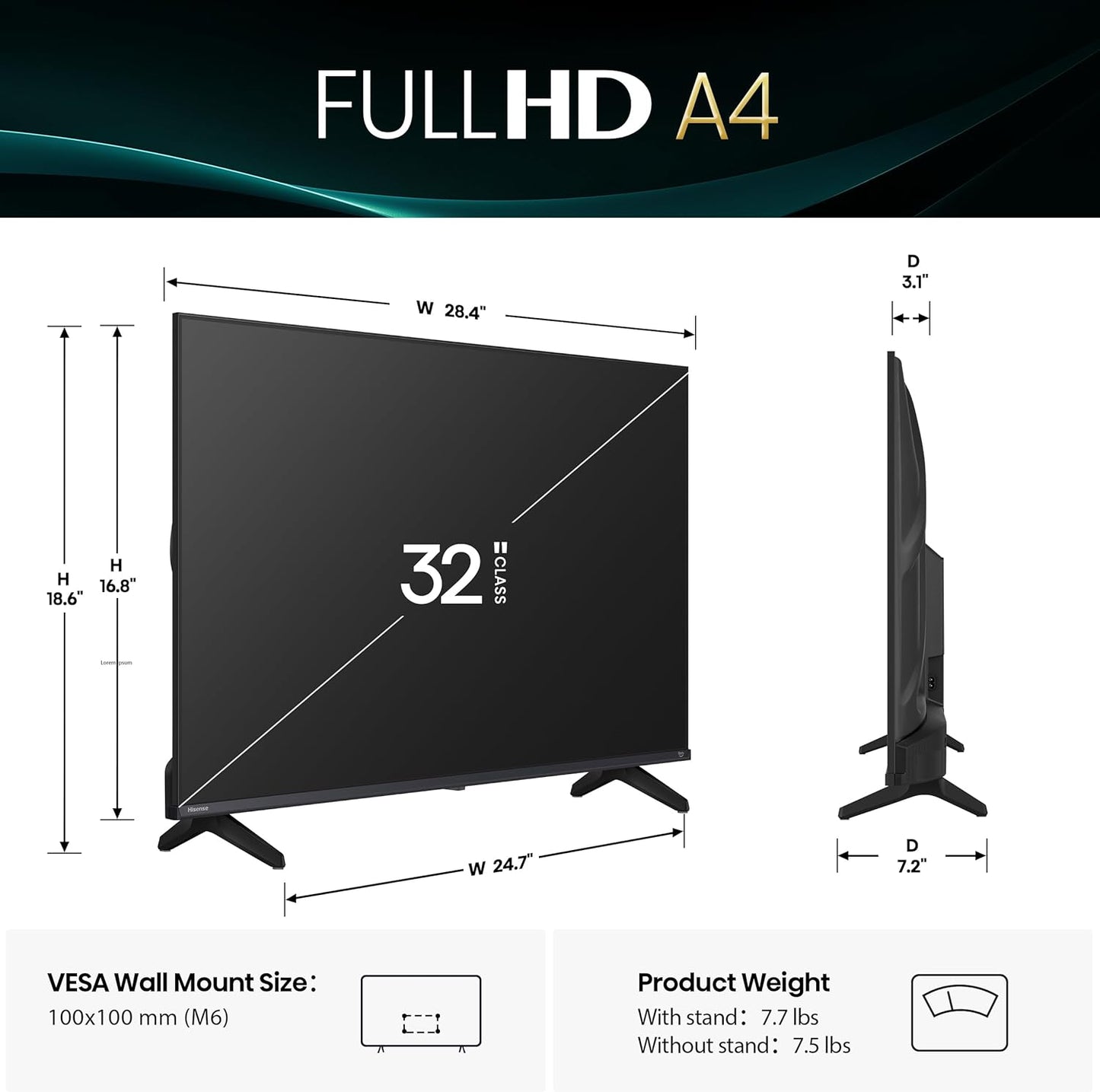 Hisense 32" A4 Series 1080p Smart Fire TV 2025 — DTS Virtual:X, Alexa, Game Mode