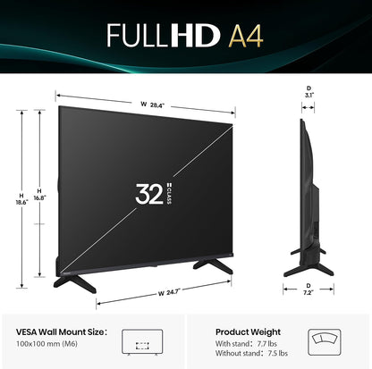 Hisense 32" A4 Series 1080p Smart Fire TV 2025 — DTS Virtual:X, Alexa, Game Mode