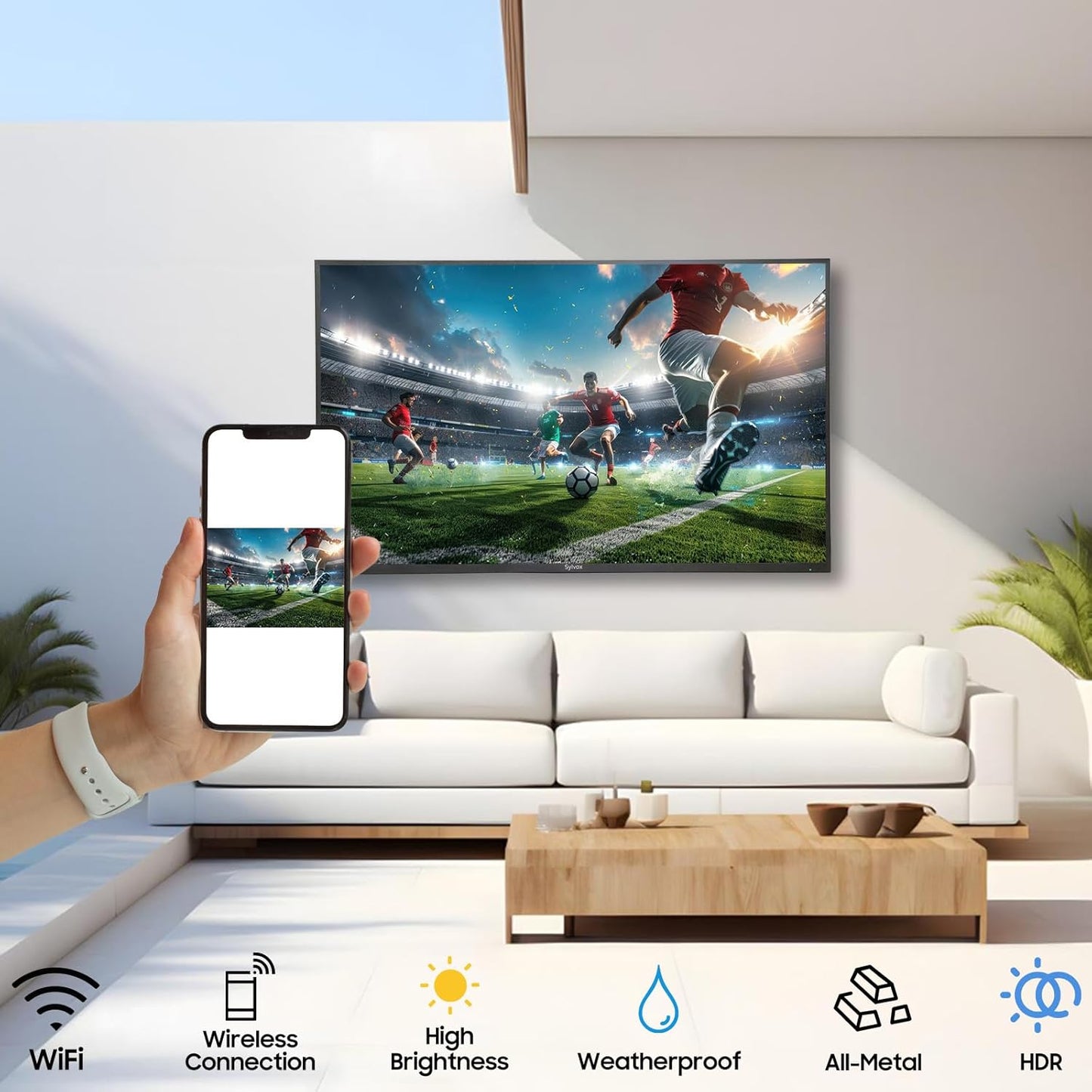SYLVOX Outdoor Smart TV Patio Series 43" 4K — Google TV, 700 Nits, IP55, Dual Speakers