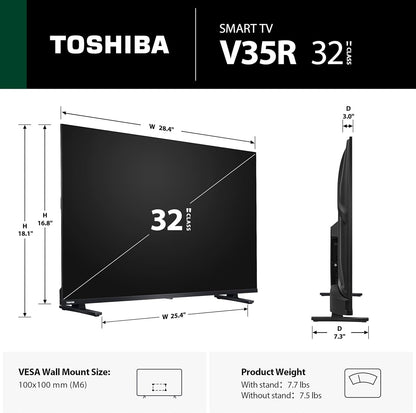 Toshiba V35 32" FHD Smart Fire TV — Alexa, REGZA Engine, DTS Virtual:X, Bezel-less