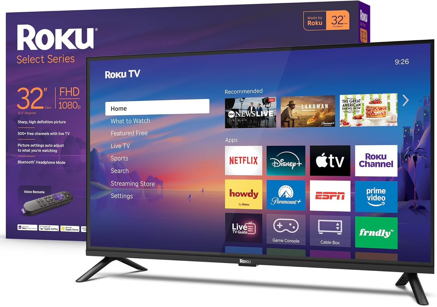 Roku 32" Select Series 1080p Full HD Smart TV — Voice Remote, Wi-Fi, Bluetooth Headphone Mode
