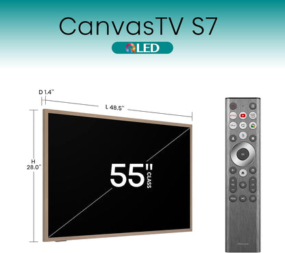 Hisense CanvasTV S7N 55" QLED 4K Google Smart TV — Art Mode, Hi-Matte, 144Hz, Dolby Vision