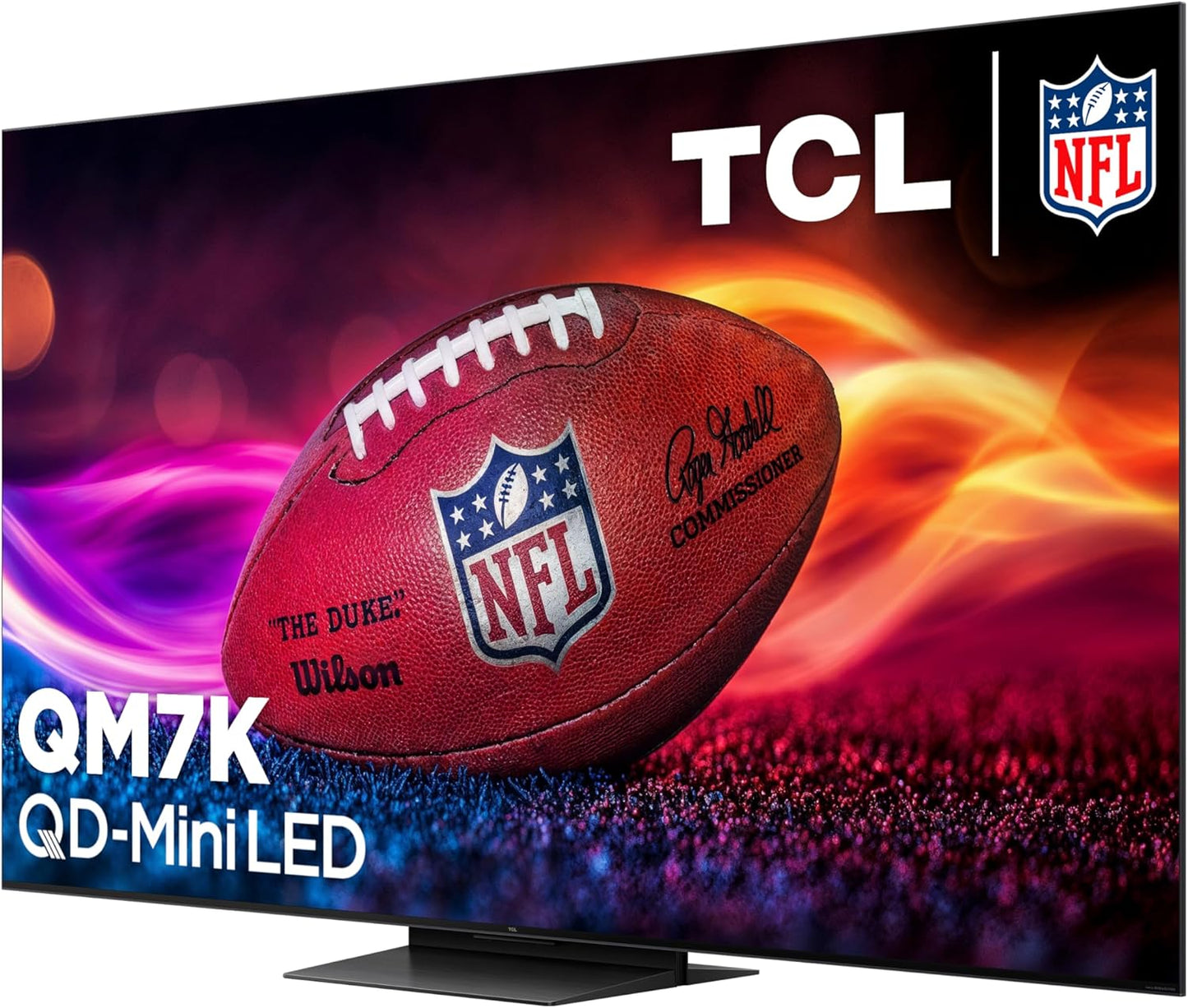 TCL QM7K 65" Mini LED QLED 4K Google TV 2025 — Halo Control, 144Hz, Game Accelerator 288, Alexa